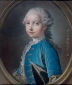 Portrait De Jeune Homme Dans Un Ovale Peint by Louis-Michel Van Loo