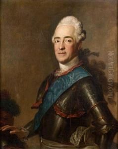 < Portrait De Gentilhomme En Armure >. by Louis-Michel Van Loo