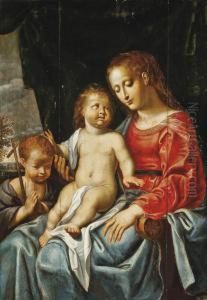 The Virgin And Child With The Infant Saint John The Baptist by Theodor Van Loon