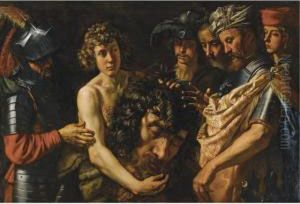 David With The Head Of Goliath by Theodor Van Loon