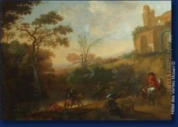 Paysage De Campagne Aux Cavaliers. - view 1