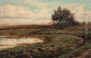 Koeienhoedster Op De Kalmthoutse Heide by Gerard Jozef Adrian Van Luppen