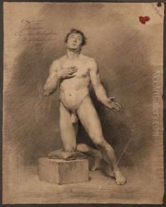 Studie Voor Mannelijknaakt by Eugene Romain Van Maldeghem