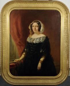 Portrait De Madame Lysen, Epouse Du Baron Stein D'altenstein. by Eugene Romain Van Maldeghem