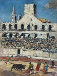 Corrida Dans Les Arenes D'arles by Raoul Van Maldere