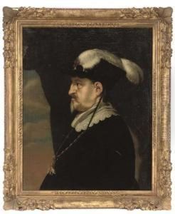 Portrait Of King Christian Iv Of Denmark by Karel van III Mander