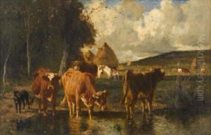 Cattle Watering by Emile Van Marcke De Lumman