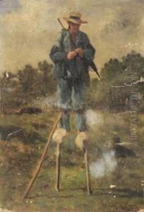 Le Bergersur Les Echasses by Emile Van Marcke De Lumman