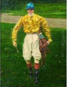 Jockey Aux Couleurs De La Famille Rothschild. by Jean Van Marcke De Lummen