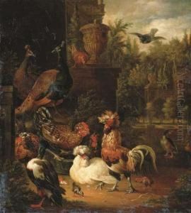A Rooster With Hens by Pieter Van Mase