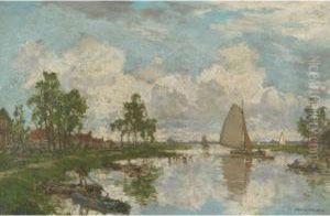 Canal Near Warmond by Johann Hendrik Van Mastenbroek