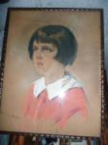 Portrait De Jeune Fille. by Han Van Meegeren
