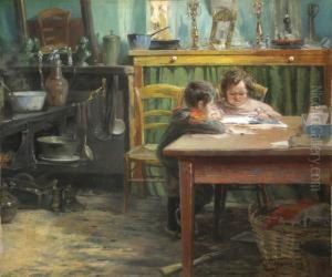 Etudiants Dans Une Cuisine by Henri Van Melle