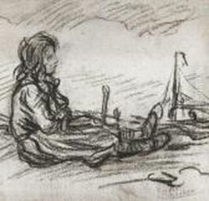 Fillette Devant L'escaut by Eugeen Van Mieghem