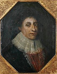 Portrait Of A Gentleman Wearing Armour And Lace Collar
