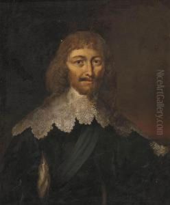 Portrait Of A Gentleman, Bust-length, In A Black Doublet And Lace Collar