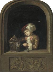 A Young Boy With A Birdcage At A Casement by Willem Van Mieris Leiden