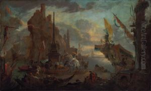 An Oriental Harbour With A Fortress