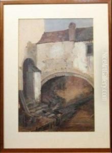 Arriered'une Maison Surplombant Un Cours D'eau by Jean Baptiste van Moer
