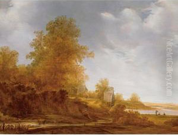 River Landscape With Figures Fishing In The Distance - view 1