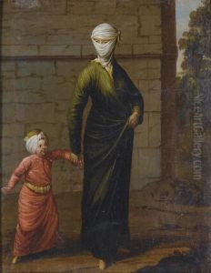 A Young Turkish Woman And Her Child by Jan-Baptiste Vanmour