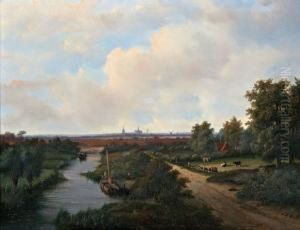 Weids Zomerlandschap Met Haarlem Aan De Horizon