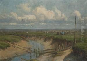 Resting Shepherd Near A Sunken Bridge by Henri Van Muyden