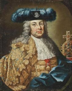Portrait Of Emperor Franz I, Duke Of Lothringen , Half-length, In Gold Embroidered Robes, Wearing The Order Of The Golden Fleece