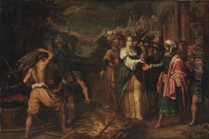 Judah And Tamar by Adriaen van Nieulandt