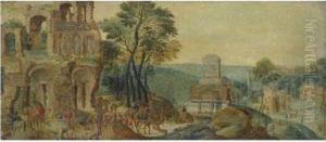 The Meeting Of Rebecca With Eliezer At The Well by Willem van, the Younger Nieulandt