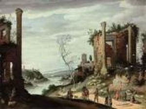 A River Landscape With Classical Ruins, Shepherds And Shepherdesseswith Their Flock