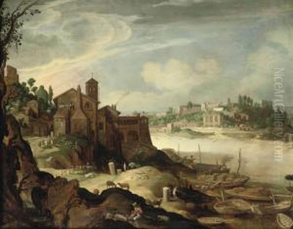View Of The River Tiber With The Ripa Grande, Rome - view 1