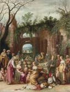 Laban Demanding The Return Of The Teraphim From Rachel by Willem van, the Younger Nieulandt