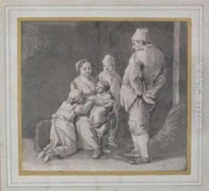 A Family In An Interior by Cornelius van Noorde
