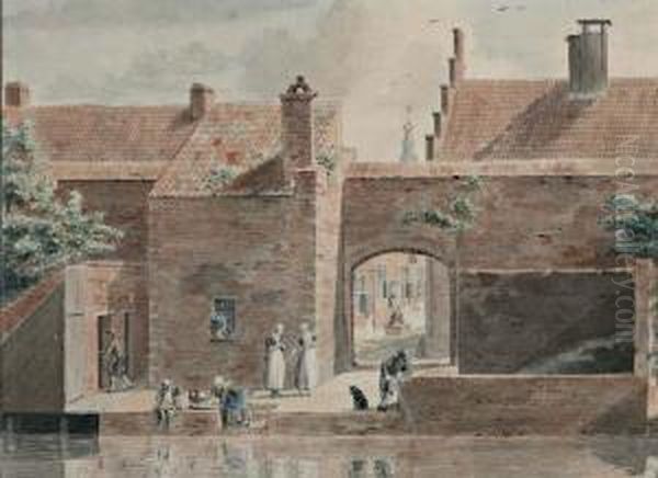 Vissers En Wasvrouw Op De Kade - view 1