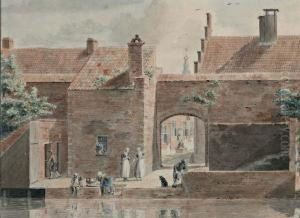 Vissers En Wasvrouw Op De Kade by Cornelius van Noorde