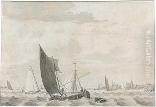 Boats On A Choppy River Estuary - view 1