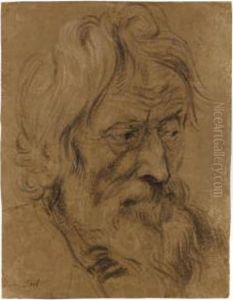 Head Of A Bearded Man, Three Quarters Profile by Adam van Noort