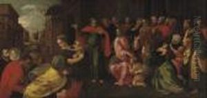 Christ Suffering The Children To Come Unto Him by Adam van Noort