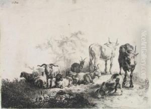 Landschaft Mit Viehherde Und Milchmadchen by Jan or Joan van Noordt