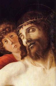 The Dead Christ Supported by Two Angels [detail] by Giovanni Bellini