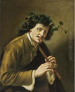 A Shepherd Playing The Flute by Willem Van Odekerken