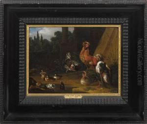 Geflugelhof Mit Enten Und Huhnern by Adriaen van Oolen