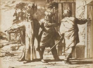 Le Christ Et Deux Disciples A Emmaus by Willem Van Oordt