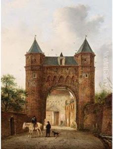 Villagers Near A Town Gate by Hendrik Van Oort