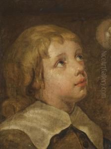 Study Of A Boy Looking Up At A Bubble