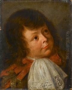 Portrait Of A Young Boy, Bust-length, In A Red Coat With A White Lace Jabot by Jacob Ii Van Oost