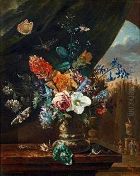 Still Life With Flowers, Insects And Lizzard - view 1