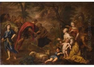 Die Versohnung Von Jakob Und Esau by Kaspar Jakob Van Opstal