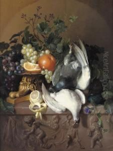 Fruits And Poultry On A Stone Ledge thumbnail